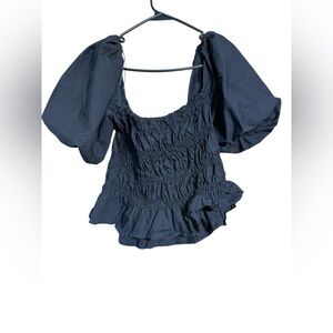 Astr The Label XL Elegant Black Puff Sleeve Top